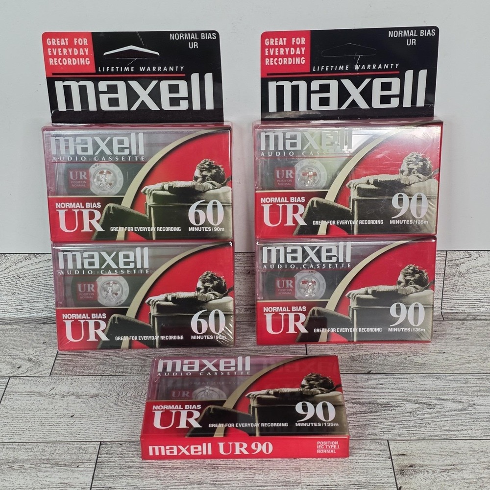 2 Pack Maxell Audio Cassette Tapes UR 60 & 3 Pack 90Min. Normal Bias, SEALED NOS